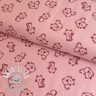 Tissu coton FLANNEL Cats old rose