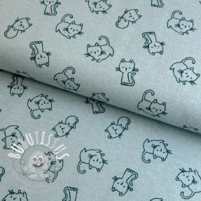 Tissu coton FLANNEL Cats mint