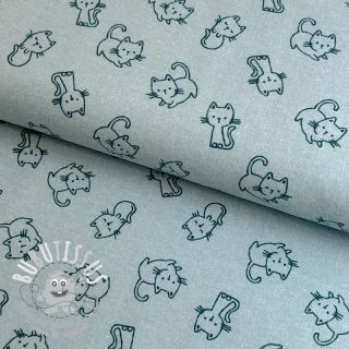 Tissu coton FLANNEL Cats mint