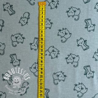 Tissu coton FLANNEL Cats mint