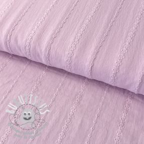 Tissu coton VOILE Embroidery Stripes lilac