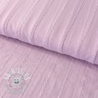 Tissu coton VOILE Embroidery Stripes lilac