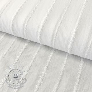 Tissu coton VOILE Embroidery Stripes white