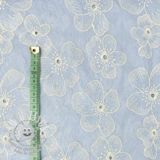 Tissu coton Embroidery Emilia light blue 2-side border