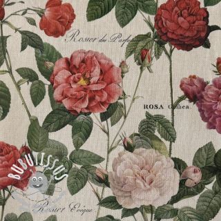 Tissu déco Linenlook premium Vintage Rose Garden digital print