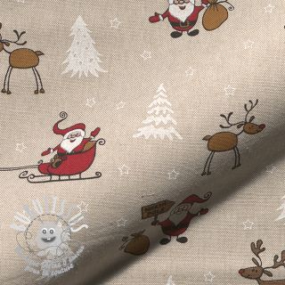 Tissu déco Linenlook Santa Reindeer Sleigh