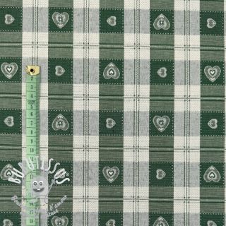 Tissu déco jacquard DOUBLE FACE Landhaus Heart Check forest green