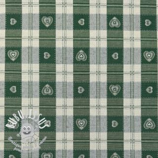 Tissu déco jacquard DOUBLE FACE Landhaus Heart Check forest green