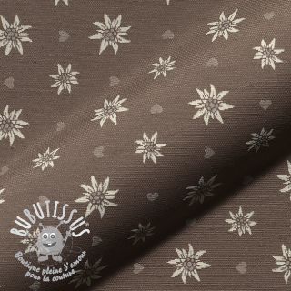 Tissu déco jacquard DOUBLE FACE Landhaus Edelweiss taupe