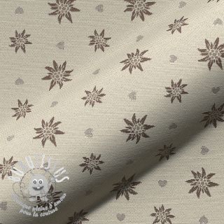 Tissu déco jacquard DOUBLE FACE Landhaus Edelweiss taupe