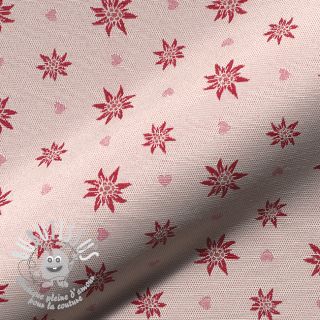 Tissu déco jacquard DOUBLE FACE Landhaus Edelweiss dark red