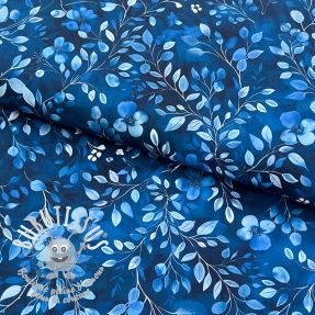 Tissu coton Blue leaves digital print