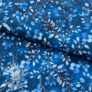 Tissu coton Blue leaves digital print