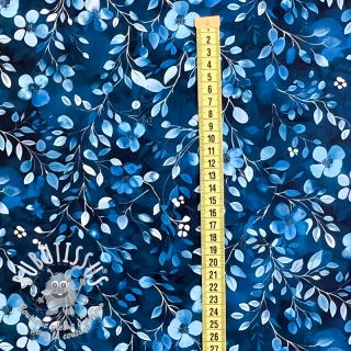 Tissu coton Blue leaves digital print