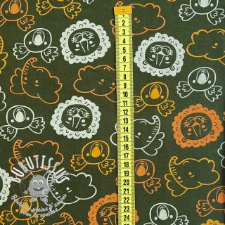 Tissu coton Safari animals dark green