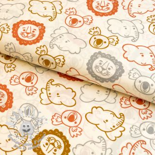 Tissu coton Safari animals ecru