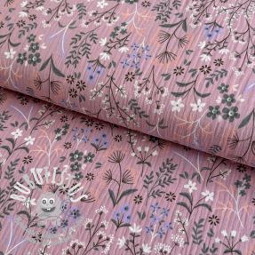 Tissu double gaze/mousseline Meadow mauve ORGANIC