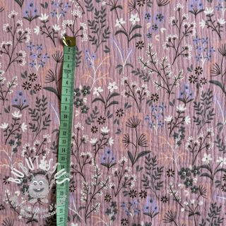 Tissu double gaze/mousseline Meadow mauve ORGANIC