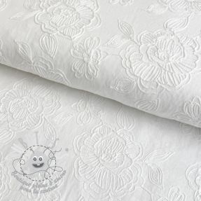 Tissu coton Embroidery Rumia white