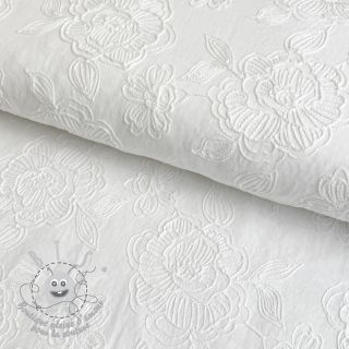 Tissu coton Embroidery Rumia white