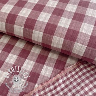 Tissu double gaze/mousseline Double sided CHECKS MINI rosewood