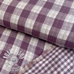 Tissu double gaze/mousseline Double sided CHECKS MINI grape