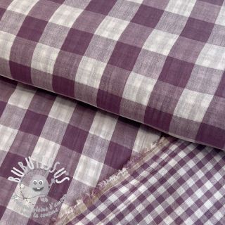 Tissu double gaze/mousseline Double sided CHECKS MINI grape