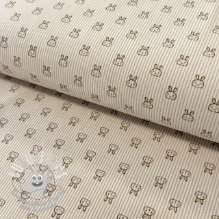 Tissu velours cotelé STRETCH Small bunny design I