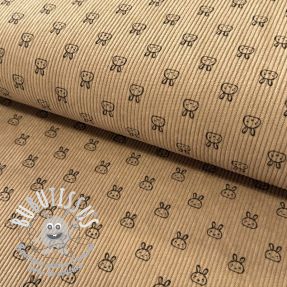 Tissu velours cotelé STRETCH Small bunny design H