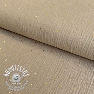 Tissu double gaze/mousseline Foil stripes beige/gold