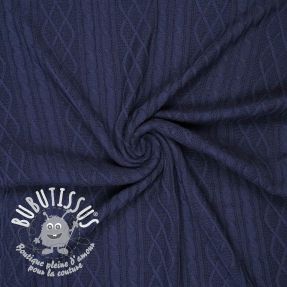 Tissu tricot Jacquard CHAIN navy