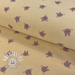 Tissu velours cotelé STRETCH Small bunny design G