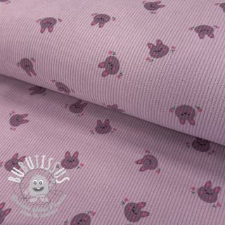 Tissu velours cotelé STRETCH Small bunny design E