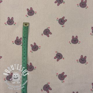 Tissu velours cotelé STRETCH Small bunny design F