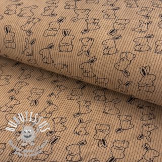 Tissu velours cotelé STRETCH Small bunny design B