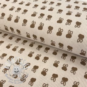 Tissu velours cotelé STRETCH Small bunny design D