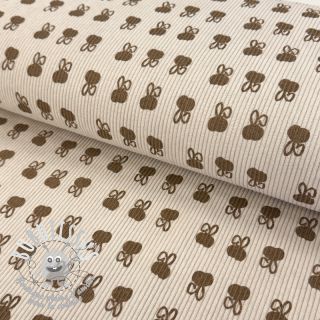 Tissu velours cotelé STRETCH Small bunny design D