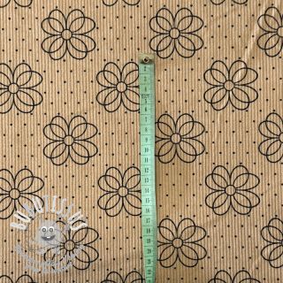 Tissu velours cotelé STRETCH Circle flower beige