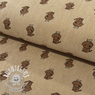 Tissu velours cotelé STRETCH Dog beige