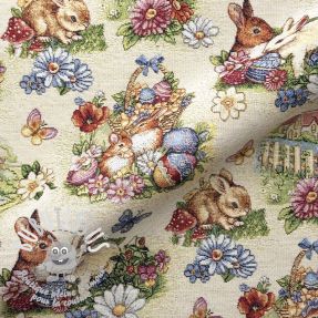 Tissu déco GOBELIN PREMIUM Blossom Bunny Garden