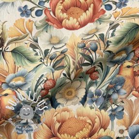 Tissu déco premium Linenlook Bloom Fruit Paradise digital print