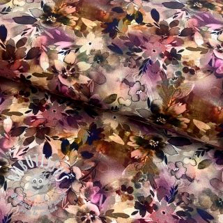 Viscose PUNTA DI ROMA Flowers pink digital print