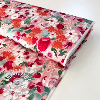 Viscose SATIN Red flowers digital print