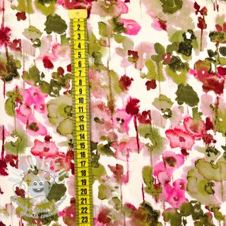 Viscose SATIN Lime flowers digital print