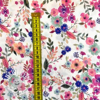 Viscose LUREX Tossed flowers white digital print