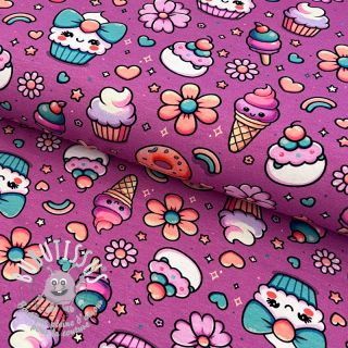 Jersey Sweet food fuchsia digital print