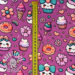 Jersey Sweet food fuchsia digital print