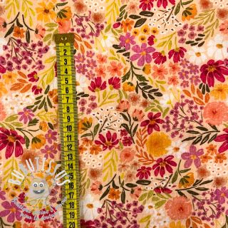 Tissu double gaze/mousseline Summer flowers peach digital print