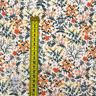 Tissu double gaze/mousseline Oldstyle flowers white digital print