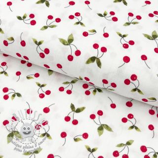 Tissu double gaze/mousseline Cherries white digital print